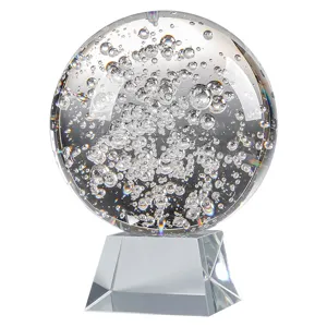 Transparent K9 crystal bubble ball ornament with faceted base for home office holiday decor