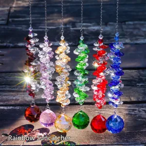 Attrape-soleil décoratifs en cristal coloré avec prismes de 40mm pour jardin et maison