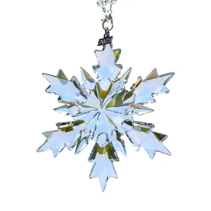 Sparkling crystal snowflake car hanging ornament with 2023 year tag and iridescent finish