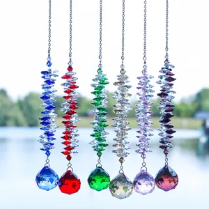 Set de 6 attrape-soleil colorés en cristal de 40mm pour fenêtres et décor de jardin