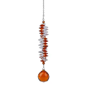 Attrape-soleil exquis en cristal ambre 40mm avec prismes à facettes pour décor de fenêtre jardin