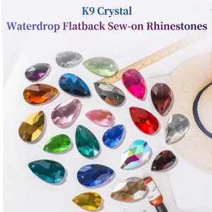 Bunte K9 Glas-Strasssteine in Tropfenform zum Aufnähen für kreativen DIY-Schmuck