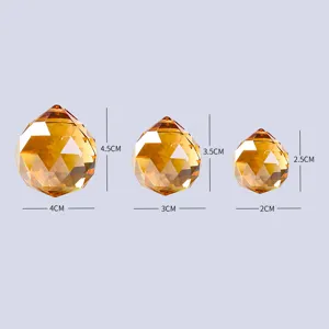 Colgantes de bolas de cristal tallado champán en tres tamaños para decorar lámparas