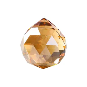 Colgante de bola de cristal facetado champán para candelabros y cortinas de perlas