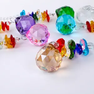 Attrape-soleil en cristal multicolore pendentif boule perles octogonales pour déco