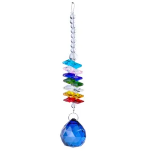 Attrape-soleil en cristal arc-en-ciel avec pendentif boule bleue pour la maison