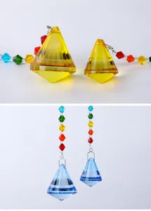 Detailed shot of colorful crystal diamond ball pendant, perfect for DIY lighting and decor.