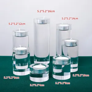 Set aus sieben minimalistischen K9-Kristall-Zylinder-Kerzenhaltern, 4 cm bis 16 cm