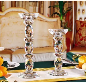 Elegant European crystal glass candle holder set for romantic wedding table decor