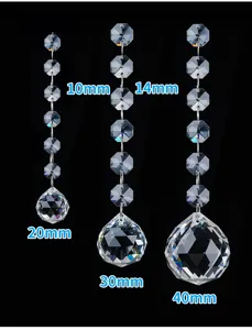 Cadenas de colgantes de cristal con cuentas octogonales y bola facetada