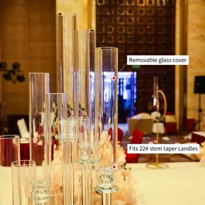 Elegant multi-tier glass candle holder with detachable chimneys for wedding decor