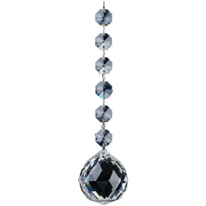 Cadena de colgante de bola de cristal facetada con cuentas octagonales