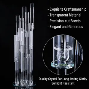 Elegant multi-arm crystal glass candle holder for wedding decor and table centerpiece