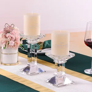 Elegante set de portavelas de cristal para decoración romántica de mesa de boda