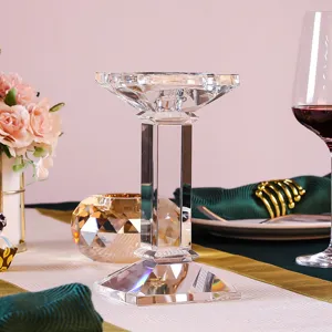 Candelabro de cristal europeo elegante para decoración de mesas de cena y bodas