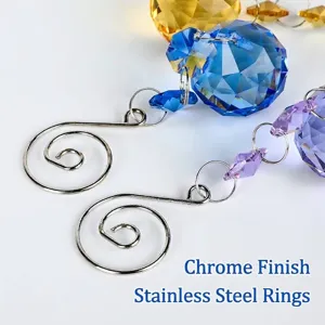 Faceted K9 colorful crystal hanging ornaments with silver spiral stainless steel hooks