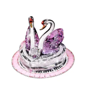 Ornamento per Auto Cigno in Cristallo Creativo Strass Base Cuore Interno Auto Porta Profumo Lucido Decorazione Regalo
