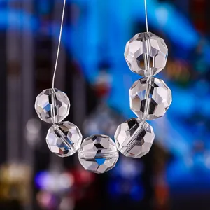 High-quality faceted transparent crystal beads for elegant chandelier and lighting decoration.