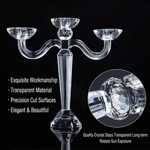 Luxury European 3-arm crystal candelabra centerpiece for wedding and home decoration