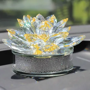 Sparkling crystal lotus flower car dashboard ornament and perfume seat decoration