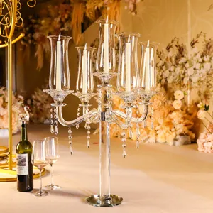 Elegant five-arm crystal candelabra centerpiece for wedding decoration and luxury events