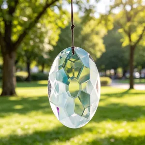 Crystal Sun Catcher AB Color Glass Prism Pendant For Garden Window Home Hanging Decor Modern Faceted Egg Shape Prism Hanging Ornament