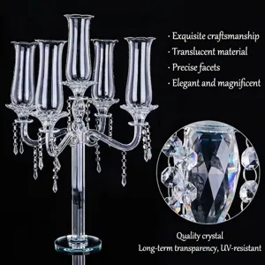 Elegant five-arm crystal candelabra centerpiece for wedding and luxury home decor