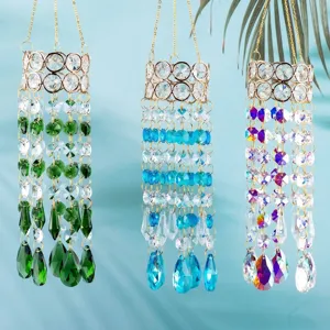 Crystal Suncatcher Wind Chime Hanging Ornament Colorful Prism Pendant For Indoor Window Outdoor Garden Decoration Gift