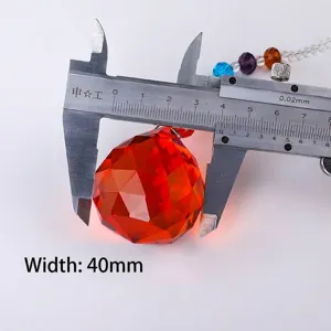 Pendentif boule de cristal rouge facettée 40mm pour décoration de luminaire bricolage ornement
