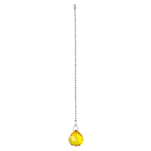 Ciondolo a sfera in cristallo sfaccettato giallo con catena a sfere in metallo