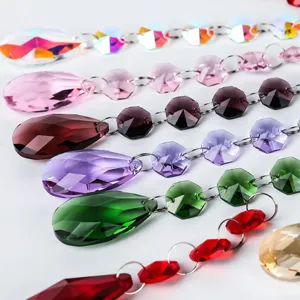 Perline ottagonali in cristallo multicolore con pendenti per decorazione di matrimoni