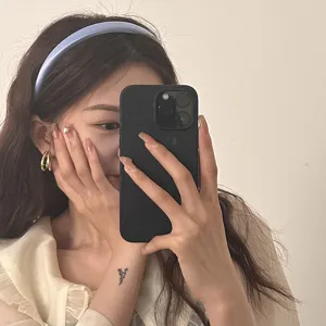 Serre-tête fin en satin bleu clair pour femme, accessoire de cheveux chic style français