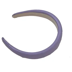Elegant lavender purple padded headband with high top faux leather finish for women