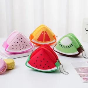 Portamonete in peluche a forma di frutta triangolare con catenella portachiavi