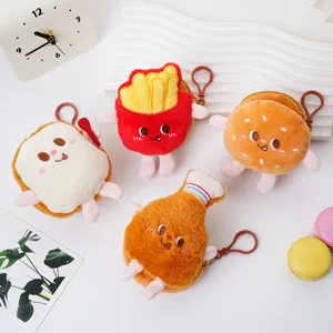 Leuke pluche portemonnees in de vorm van toast, frietjes, burger en kip met haakjes