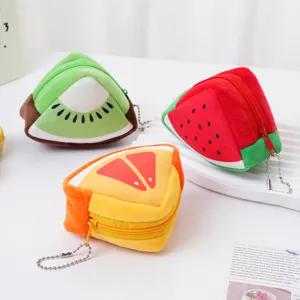 Simpatici portamonete in peluche a forma di fette di frutta tra cui anguria e arancia