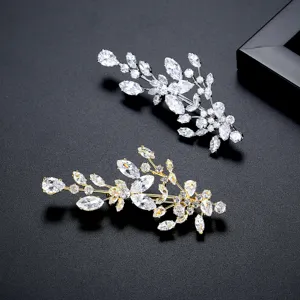 Exquisite Weizenähren-Broschen mit Zirkonia in Gold- und Silber-Optik für Damen