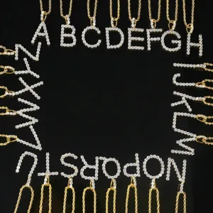 Collares con iniciales A-Z de circonita brillante y cadenas de cuerda oro