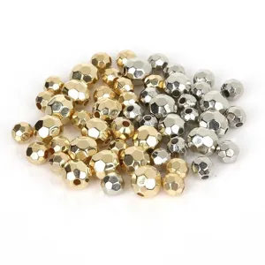 Cuentas espaciadoras CCB metálicas facetadas en oro y plata para creación de joyas