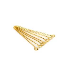 Set di sei chiodini a occhiello in metallo dorato per creazione gioielli fai-da-te