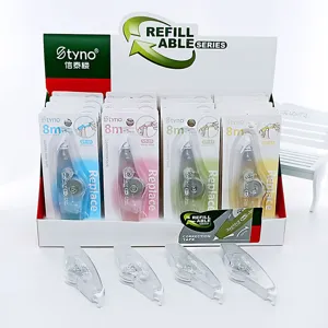 Juego de cintas correctoras transparentes recargables de 8m x 5mm para material escolar