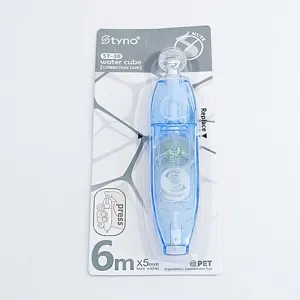Cinta correctora recargable tipo bolígrafo azul 6m x 5mm para borrado preciso