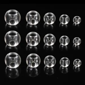 Close-up detail of clear acrylic spacer beads with large holes for DIY jewelry making