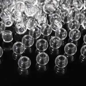 Close-up detail of clear acrylic large hole round beads for DIY jewelry making and crafts
