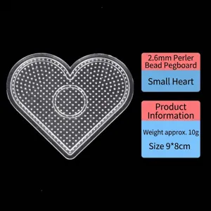 Transparent heart-shaped 2.6mm Perler bead pegboard for DIY crafts and art projects