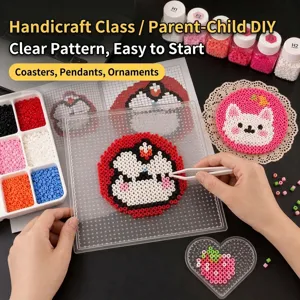 Complete 2.6mm fuse bead DIY craft set with transparent pegboards and colorful beads