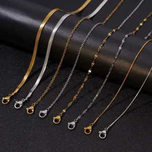 304 Stainless Steel Chain Necklace For Jewelry Making Findings Cross Blade Snake Lip Link Chain Women Men Minimalist Necklace