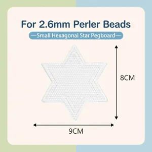 Transparent 2.6mm hexagram pegboard for DIY fuse beads, measuring 9cm by 8cm size