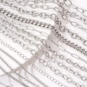 Stainless Steel DIY Chain Accessory For Jewelry Making Threaded Cross Water Wave Chain For Bracelet Necklace Handcraft