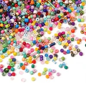 Vibrant 2-4mm mixed color glass seed beads and bugle beads for DIY jewelry making